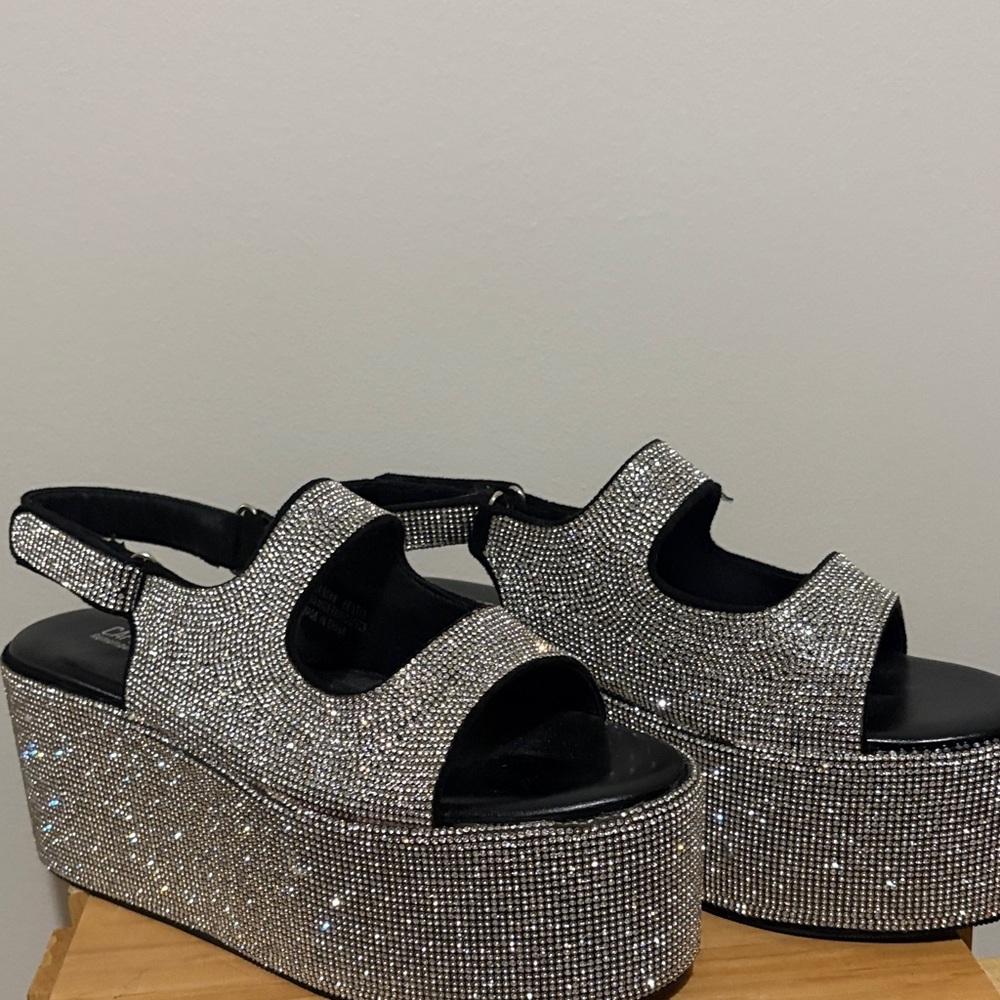 Cape Robbin Glittering Silver Platform Heels - image 1